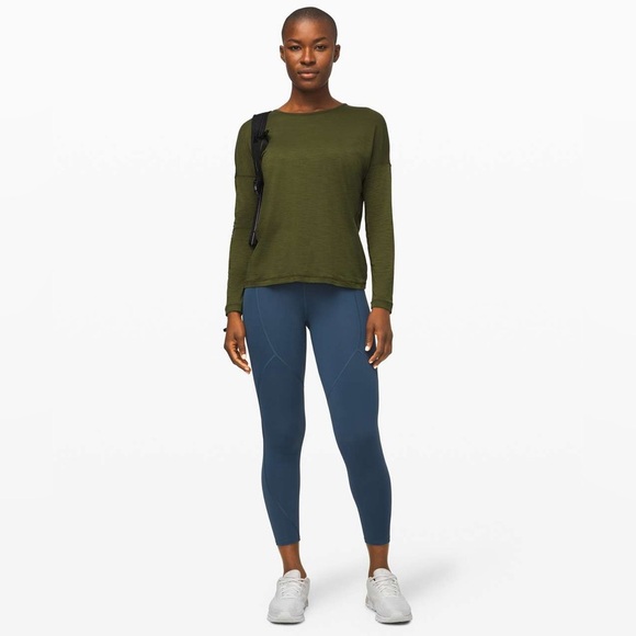 Lululemon Get Set Long Sleeve in Heathered Landscape Green Size 8 / 10 - Picture 5 of 7